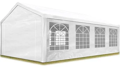 Produktbild von TOOLPORT Partyzelt Pavillon 4x8 m in weiß PE Plane 350 N Wasserdicht UV Schutz Festzelt Gartenzelt
