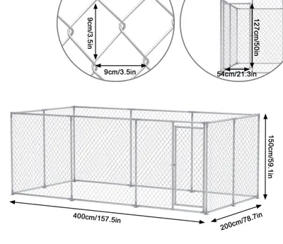 Image de Poulailler - Enclos pour poules - Hébergement pour volailles - Enclos extérieur - Poulailler sans toit - Dimensions : plus de 400 x 200 x 150 cm