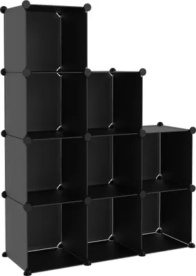 Produktbild von vidaXL Regalsystem mit 9 Würfeln Schwarz PP