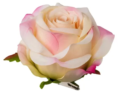 Produktbild von Künstliche Rose mit Clip. Kunstblume Rosenkopf ROSA PFIRSICH