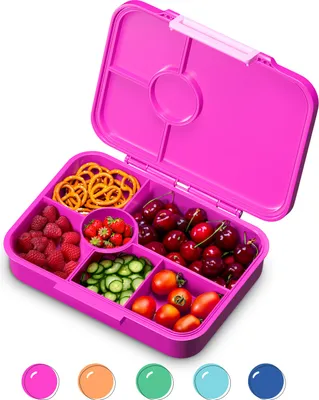 Produktbild von Schmatzfatz Lunchbox, Unterteilte Brotdose Kinder, Lunchbox mit Fächern, Bunte Bento-Box für Schule & Kita, BPA-Freie Schuldose für Mädchen & Jungen, Jausenbox Spülmaschinenfest & Auslaufsicher