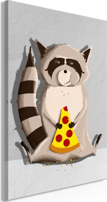 Produktbild von Vliesstoff Leinwandbild - Gourmand Raccoon (1 Part) Vertical 80x120 cm Für Kinder g-A-0192-b-a