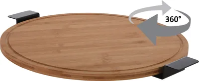 Produktbild von Bambus Servierplatte mit 2 Griffen drehbar - 40 cm - Drehteller für Käse Wurst Snacks - Holzteller Servierbrett Gewürzrondell Kuchenplatte