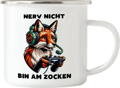 Produktbild von Nerv nicht Bin am zocken Fuchs Emaille Tasse - Online Multiplayer Spaß