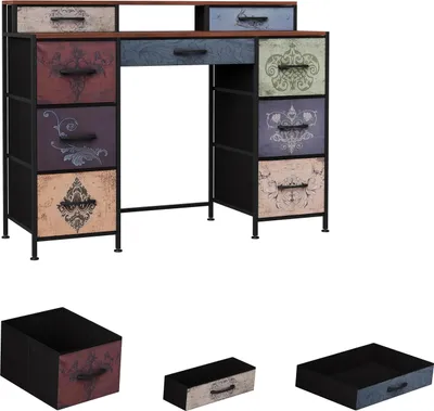 Produktbild von Kommode - Schubladenkommode für Schlafzimmer - 9 Schubladen - Metallgestell - Stoffschubladen - Modernes Design - 121×40×91,5 cm - Mehrfarbig