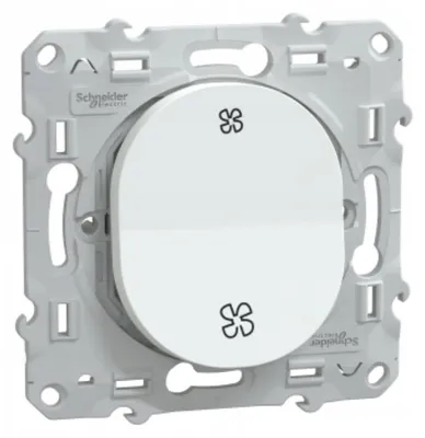 Image de Schneider Electric S320236 : Interrupteur double pour ventilateur, 2 boutons, blanc