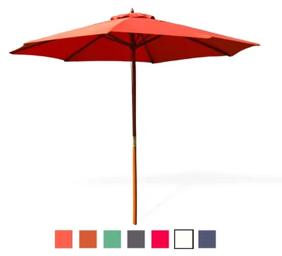Productafbeelding van Houten zonnescherm / tuinscherm, 2,7 meter, verschillende kleuren. Kleurkeuze: wit-beige (910429-41026)