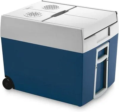 Zdjęcie produktu dla Lodówka termoelektryczna - Lodówka elektryczna - Utrzymuje chłód w podróży - Dwa źródła zasilania - 48 litrów - Niebieska