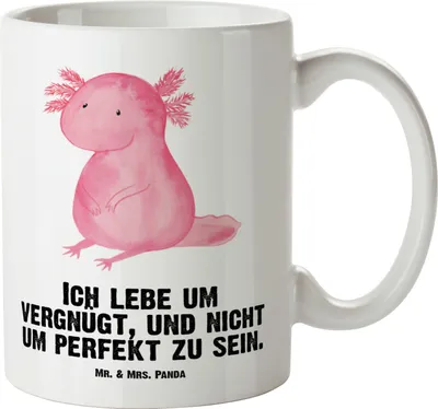Produktbild von Mr. & Mrs. Panda steingut tasse Axolotl Niedlich - Weiß - Geschenk, weisse, Große, Lebensweisheit, Teepott, Weisheit, Axolot, jumbotasse, Molch, Zufrieden, Liebe, Pott