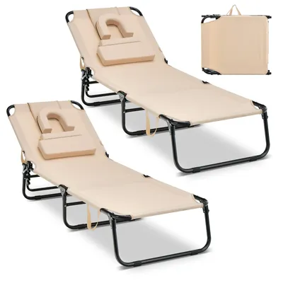 Image de COSTWAY : transat de jardin pliable pour 2 personnes, transat avec ouverture pour le visage, 3 coussins et dossier réglable, transat de plage pouvant supporter jusqu'à 150 kg, 194 x 63 x 37 cm