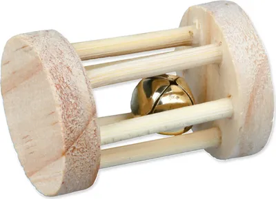 Obrázek produktu pro Trixie Dřevěný váleček s rolničkou pro křečky a myši ø 3.5 × 5 cm