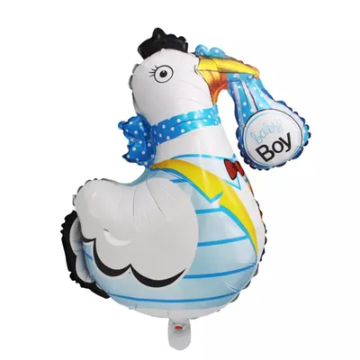 Obrázok produktu pre Folienballon Baby Boy, Storch, cca 84 x 78 cm