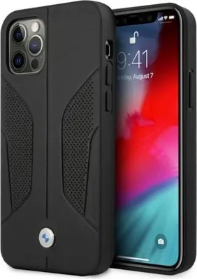 Image de BMW Case BMHCP12MRSCSK Côtés en cuir perforé, pour Apple iPhone 12/12