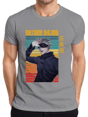 Immagine prodotto di SATORU GOJOU Jujutsu Kaisen Blindfold Anime Gift Retro Maglietta da uomo, grigio, S