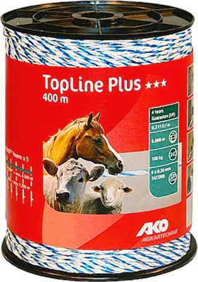 Produktbild von 2 Stück 400 m TopLine Plus Weidezaunlitze Elektrozaun weiss-blau TriCond