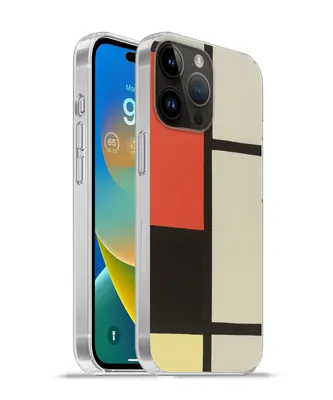 Produktbild von MuchoWow® Handyhülle Schutzhülle Hülle für Apple iPhone 14 Pro Max Komposition mit rotem Quadrat, schwarz, blau - Piet Mondrian Silikon Softcase Handy Hülle - Hardcover