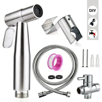 Produktbild von Bidet-WC-Set mit Handbrause - Hand-Bidet-Sprayer - WC-Duschkopf mit Schlauch + Edelstahlhalterung