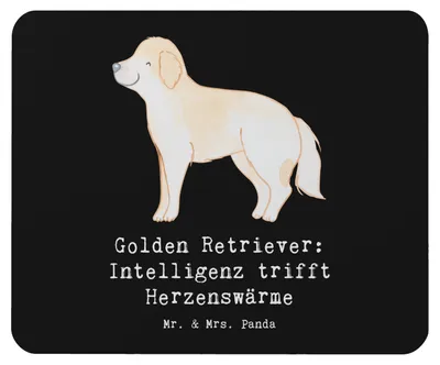 Produktbild von Mr. & Mrs. Panda Mouse Pad Golden Retriever Liebe - Schwarz - Geschenk, Hunde, Hunderassen Eigenschaften, bester Freund, Mauspad, Hunderasse, pc mousepad, computermatte