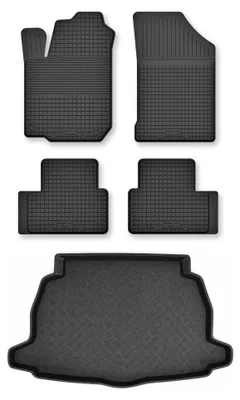 Productafbeelding van Rubberen automatten + kofferbakmat voor Toyota C-HR I vanaf 2016 – 5-delig, zwart, op maat – Wielganizator Semi-Universal