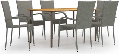 Produktbild von Maison Exclusive - 7-tlg. Garten-Essgruppe Poly Rattan Grau