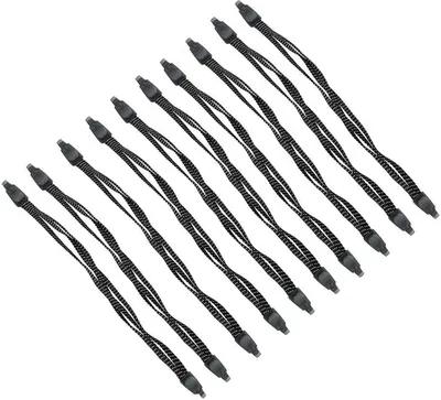 Obrázok produktu pre 10-pack 65cm napínač batožiny na bicykli | napínací pás na nosič batožiny | napínacia guma na nosič batožiny | guma na batožinu s 2 háčikmi | napínač batožiny čierno-biely - expander napínacie lano na bicykli na zabezpečenie nákladu