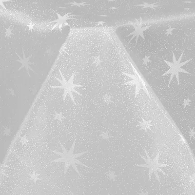 Produktbild von Hochwertige Stofftischdecke mit Sternen Tischdecke Tafeldecke Tischtuch Bügelarm schnelltrocknend Weiss silberne Sterne Rund 135cm