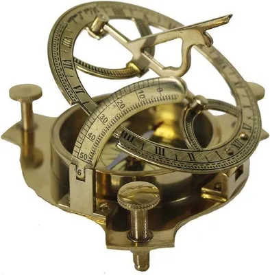 Immagine prodotto di Orologio solare in ottone con bussola, ornamento da esterno da 4 pollici