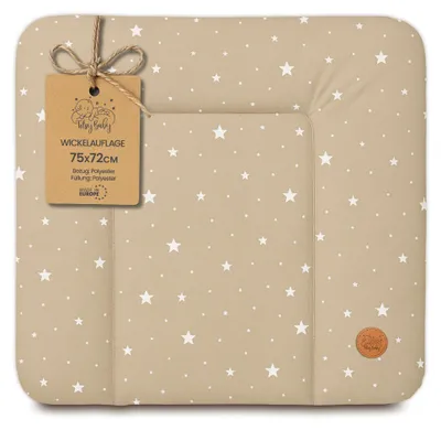 Produktbild von Wickelauflage wasserdicht 75 x 72 cm abwischbar Baby Beige mit Weiß Sternen