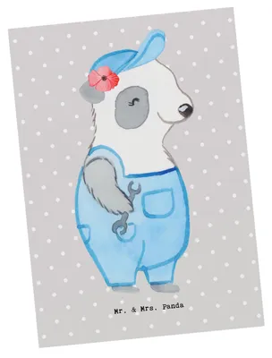 Produktbild von Mr. & Mrs. Panda Postkarte Klempnerin Herz - Grau Pastell - Geschenk, Grußkarte, Gesellenprüfung, Ansichtskarten, Heimwerker, Sanitärinstallationen, Fotokarte, Postkarten