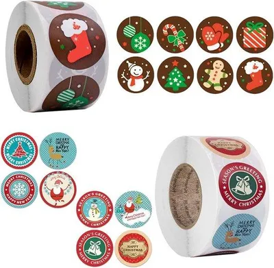 Produktbild von Famanu Weihnachtssticker Rolle 1000 Stück - Runde Geschenksticker 2,5 cm für Tüten und Karten