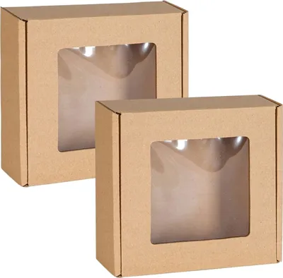 Produktbild von Quadratische Geschenkbox mit Fenster, Geschenkbox 13x13x4 cm x2