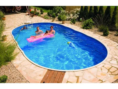 Produktbild von AZURO VARIO WOOD WL3 Stahlwandpool, oval, 730 x 370 x 120 cm, nur Pool, ohne Innenfolie