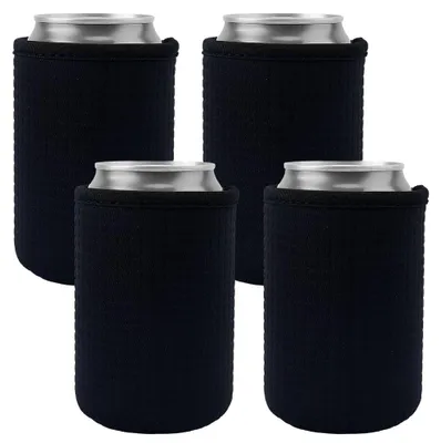 Productafbeelding van Koolstofblokjeskoelers - 4 stuks, geïsoleerde hoesjes van 12 oz (ongeveer 355 ml) - geschikt voor blikjes en flessen - zwart