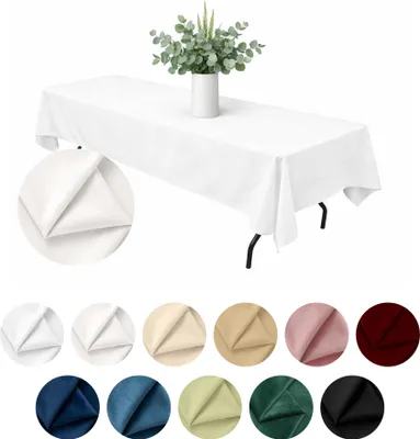 Produktbild von MEBLE ODNOWA, Tischdecke, Matter Samt-Tischdecke, Rechteckig, Milchweiß, 140×240 cm, Velours, Tischschutz, Elegant, Formstabil, Elastisch, Strapazierfähig, Maschinenwaschbar