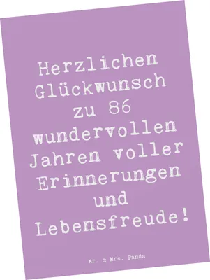 Produktbild von Mr. & Mrs. Panda Postkarte Spruch 86. Geburtstag - Lavendeltraum - Geschenk, Erinnerungen, Ehrentag, Happy Birthday, Alles gut zum, besondere Mensch, Wertschätzung, Liebe