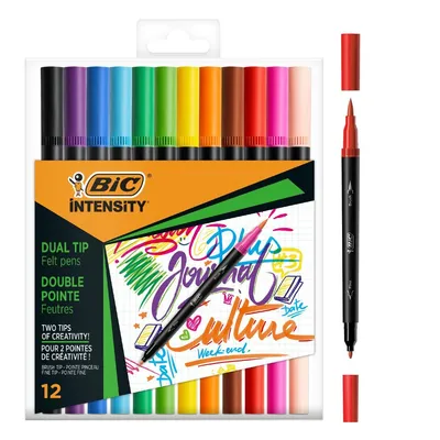 Image de Bic 989695 BIC feutre de coloriage DUAL BRUSH, 2en1, étui de 12 pièces, couleurs assorties
