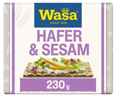 Produktbild von Wasa Knäckebrot Hafer & Sesam 12x230g | Das Milde Hafer & Sesam Knäckebrot, reich an Ballaststoffen
