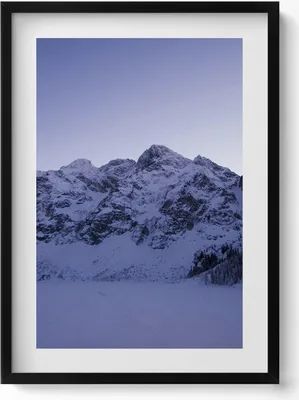 Produktbild von Landschaft mit schneebedeckten Bergen– Wandbild mit Rahmen – Gerahmtes Bild  – Wanddekoration – 50x70 cm –  Schwarz Rahmen