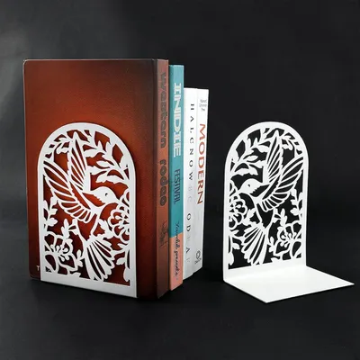Produktbild von Metallische Buchstützen, 1 Paar Weiße Buchhalter, für Zuhause, Schule, Büro, Stabil und Funktional