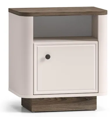 Image de Selsey Vilavio – Table de chevet à 1 porte avec compartiment ouvert, cachemire/aspect chêne foncé, 50 cm