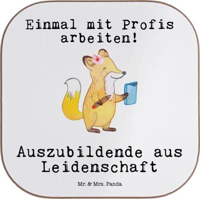 Produktbild von Mr. & Mrs. Panda Tischuntersetzer Auszubildende Leidenschaft - Weiß - Geschenk, Untersetzer Glas, für Gläser, Abschlussprüfung, Tischschoner, Spruch, Lustig, Witzig