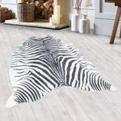 Produktbild von Homebyhome Kunstfell Teppich Fellimitat Rinderfell Kuhfell Zebrafell Tigerfell Waschbarer Teppich Kaminteppich Digitaldruck Grösse: 150x200 cm