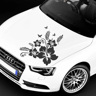 Produktbild von Aufkleber - Autoaufkleber "Hibiskus Ranke Jessi" 40cm x 40cmschwarz - Tuning Carystyling Heckscheibe Auto