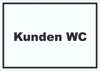 Produktbild von Kunden WC Schild mit Text Toilette waagerecht A5 Rückseite selbstklebend