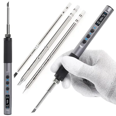 Imagen del producto de Kit de soldador de precisión OLED T12 de 65W con conexión USB