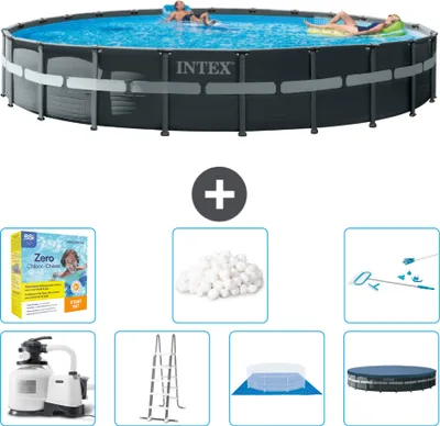 Produktbild von Intex Round Ultra XTR Frame Swimming Pool – 732 x 132 cm – inklusive Pumpe – Leiter – Bodenplane – Abdeckung Wartungspaket - Filterbälle - Reinigungskit
