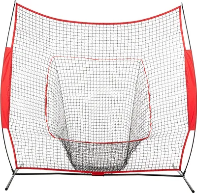 Obrázek produktu pro Baseballová tréninková síť, skládací síť na odpalování a nadhazování, síť na odpalování, 7 x 7 stop, vhodná pro baseballový trénink, červená barva