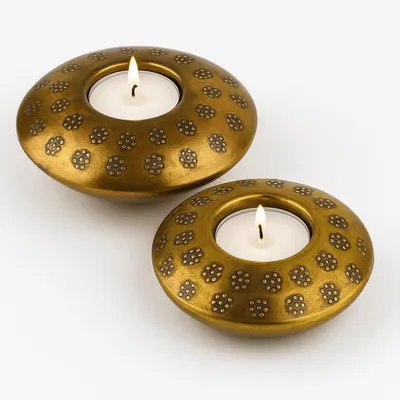 Produktbild von Teelichthalter Orientalische Kerzenhalter Teelicht Metall 2er Set Groß + Klein