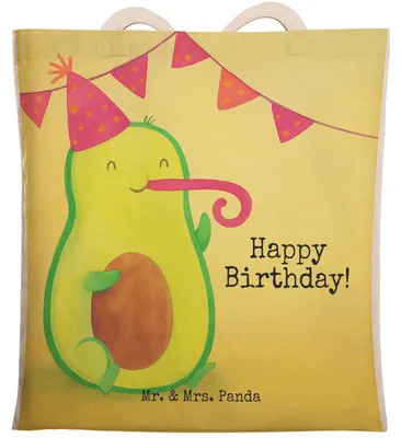 Produktbild von Mr. & Mrs. Panda Tote Bag Avocado Geburtstag Design - Weiß - Geschenk, Tasche, Feier, shopping, Stofftragetasche, Party, Alles Gute, Einkaufstasche, Beutel