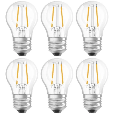 Produktbild von 6 x Osram LED Filament Leuchtmittel Tropfen P45 2,5W = 25W E27 klar 250lm Neutralweiß 4000K